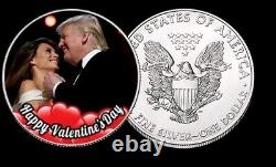 Donald & Melania Trump UNC Silver Eagle 1oz. 999 Silver Coin, 10pc Poker Chips