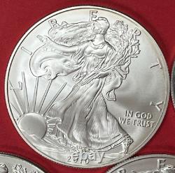 FIVE $1 American Silver Eagles 1 oz BU 5 BU Coins 2010-2020 Estate Sale A429