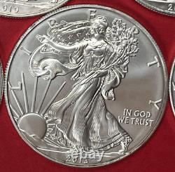 FIVE $1 American Silver Eagles 1 oz BU 5 BU Coins 2010-2020 Estate Sale A429