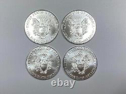 Four (4) Pristine Gem BU 2016 American Silver Eagle Coins