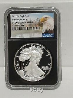 IN-HAND, 2022 W NGC PF70 $1 American Silver Eagle Proof FIRST DAY of ISSUE FDI