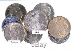 Lot 20 Coins 2019 American Eagle, 1921 Morgan, Peace & Ike Silver Dollar Roll