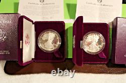 Lot Of (2) 1st Year 1986 Ogp Proof & Pristine Silver American Eagle'sflawless