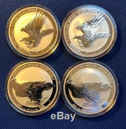 Lot Of 4 Australia Wedge Tail Silver Eagles BU Coins In Capsules2014,15,16,17