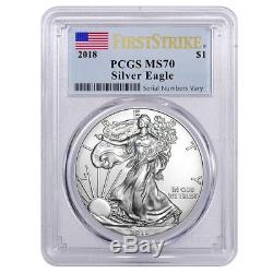 Lot of 10 2018 1 oz Silver American Eagle $1 Coin PCGS MS 70 FS (Flag Label)
