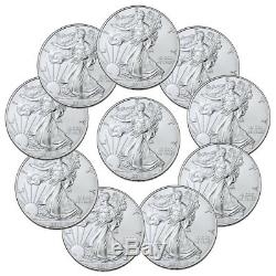 Lot of 10 2019 1 oz American Silver Eagle $1 GEM BU Coins SKU56934