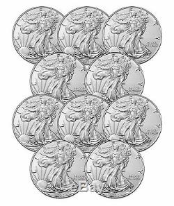 Lot of 10 2020 $1 1 oz American Silver Eagle Coin. 999 fine BU US Mint