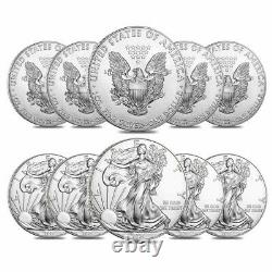 Lot of 10 2021 1 oz Silver American Eagle $1 Coin BU