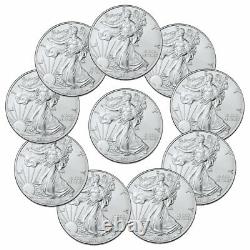 Lot of 10 2021 American Silver Eagle T-1 BU Brilliant Uncirculated Coins