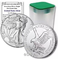 Lot of 10 2024 $1 American Silver Eagle 1 oz Gem BU 10 OZS Free Eagle Tube