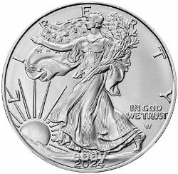 Lot of 200 2024 American Silver Eagle $1 Coin 1 oz. 999 Fine Silver BU