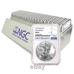 Lot of 20 2019 $1 American Silver Eagle NGC MS69 Blue ER with NGC Storage Box