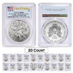 Lot of 20 2020 (P) 1 oz Silver American Eagle PCGS MS 69 FS Emergency Issue