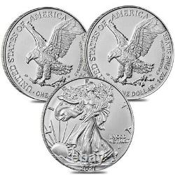 Lot of 3 2021 1 oz Silver American Eagle $1 Coin BU Type 2