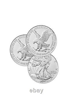 Lot of 3 Silver 2021 American Eagle 1 oz. Fine. 999 US oz Type 2 Design Coins
