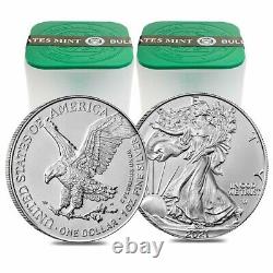 Lot of 40 2021 1 oz Silver American Eagle $1 Coin BU Type 2 2 Roll, Tube of