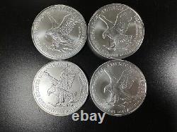 Lot of 4 American Silver Eagles Gem BU Straight from US Mint Tube