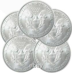 Lot of 5 2011 1 oz. 999 American Silver Eagle $1 Coins BU IN STOCK