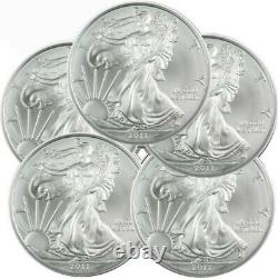 Lot of 5 2011 American Eagle Coins 1 oz. 999 Fine Silver IN STOCK