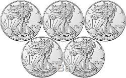 Lot of 5 2016 $1 1oz Silver American Eagle BU