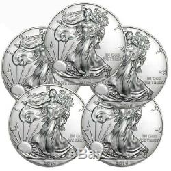 Lot of 5 2016 American Eagle Coins 1 oz. 999 Fine Silver