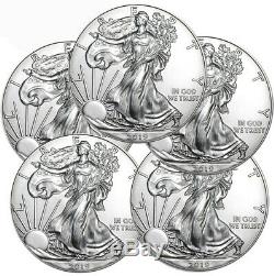 Lot of 5 2019 1 oz American Silver Eagle $1 Gem BU Coins