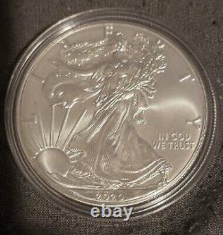 Lot of 5 2020 1oz Silver American Eagle coins BU Brilliant Uncirculated 1oz