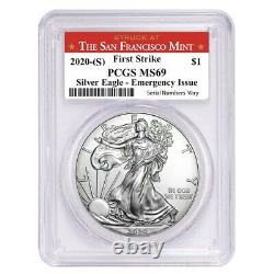 Lot of 5-2020 (S) 1 oz Silver American Eagle PCGS MS 69 FS (SF) Emergency Issue