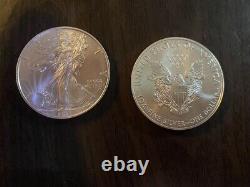 Lot of 5 2021 1oz American Silver Eagles Type 1 Brilliant Uncirculated $1 Coins