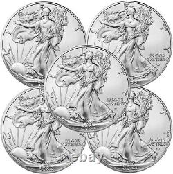 Lot of 5 2022 American Silver Eagle $1 Coin 1 oz. 999 Fine Silver BU