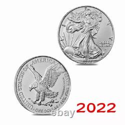 Lot of 5-2022 American Silver Eagle $1 Coin 1 oz. 999 Fine Silver BU