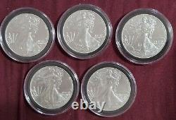 Lot of 5 2023 1oz Silver American Eagle coins BU Brilliant Uncirculated 1oz