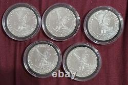 Lot of 5 2023 1oz Silver American Eagle coins BU Brilliant Uncirculated 1oz