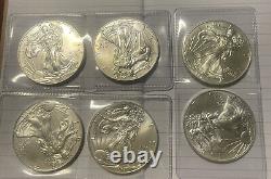 Lot of 6 2014 American Silver Eagles 1 Troy Oz. 999 Fine Silver