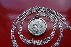 MEXICAN SILVER Eagle & Snake Coin Pendant 28.925 Sterling Silver Chain