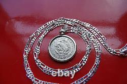 MEXICAN SILVER Eagle & Snake Coin Pendant 28.925 Sterling Silver Chain