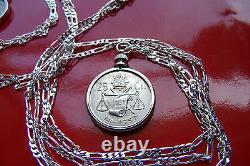 MEXICAN SILVER Eagle & Snake Coin Pendant 28.925 Sterling Silver Chain