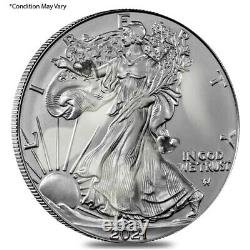 MILKY Roll of 20 2021 1 oz Silver American Eagle $1 Coin Type 2 Scruffy