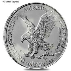 MILKY Roll of 20 2021 1 oz Silver American Eagle $1 Coin Type 2 Scruffy