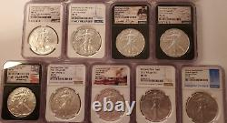 MINT 2006-2024 COMPLETE NGC MS70 BURNISHED Silver American Eagle Set All Years