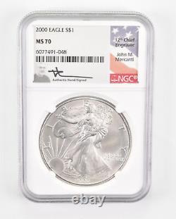 MS70 2000 American Silver Eagle Mercanti Signed Graded NGC 0555