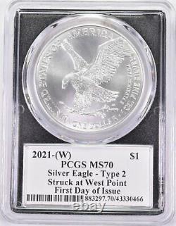 MS70 2021-(W) American Silver Eagle Type 2 1st Day Balan Signed PCGS 8640