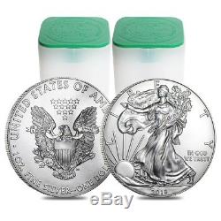 Monster Box of 500 2018 1 oz Silver American Eagle $1 Coin BU 25 Roll, Tube of