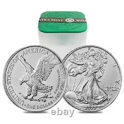 Monster Box of 500 2022 1 oz Silver American Eagle $1 Coin BU 25 Roll, Tube