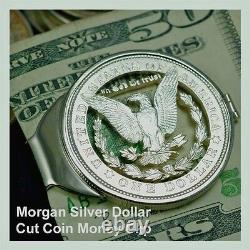 Morgan Silver 100-Year-Old US 1921 Dollar Eagle Cut Coin Jewelry Men Money Clip