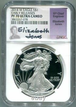 NGC-PF70 Ultra-Cam 2014-W PROOF Silver Eagle Early Releases Elizabeth Jones