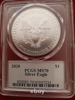 PCGS & NGC ms70 2020 Silver Eagles Trump Logo 2 Coins