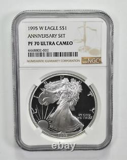 PF70 UCAM 1995-W American Silver Eagle Anniversary Set Graded NGC 0677