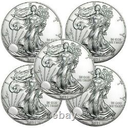 PRESALE Lot of 5 2021 American Eagle Coins 1 oz. 999 Fine Silver