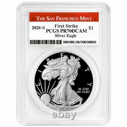 Presale 2020-S Proof $1 American Silver Eagle PCGS PR70DCAM FS San Francisco L
